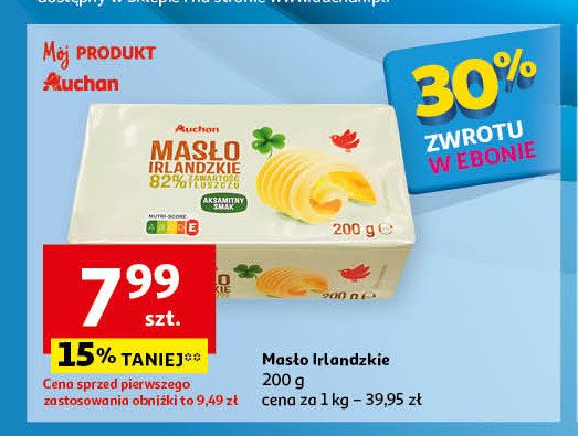 Masło irlandzkie Auchan różnorodne (logo czerwone) promocja