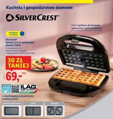 Opiekacz 3 w 1 z wymiennymi płytami 750 W promocja w Lidl