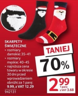 Skarpety świąteczne rozmiary damskie: 35-41, rozmiary męskie: 40-45 promocja w Selgros