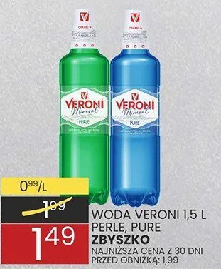 Woda Veroni 1.5 l perle pure zbyszko promocja w Wafelek