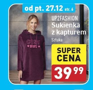 Sukienka z kapturem m-xl Up2fashion promocja w Aldi