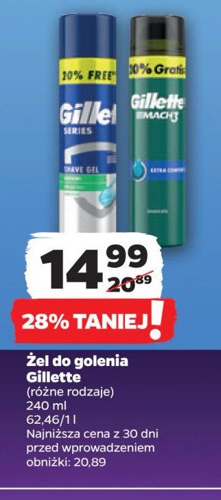 Żel do golenia complete defense extra comfort Gillette mach3 promocja w Netto