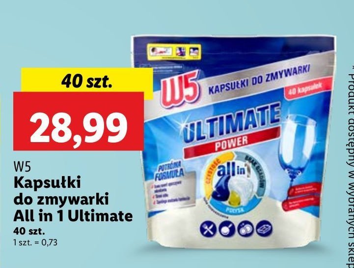 Tabletki do zmywarki all in 1 W5 promocja w Lidl