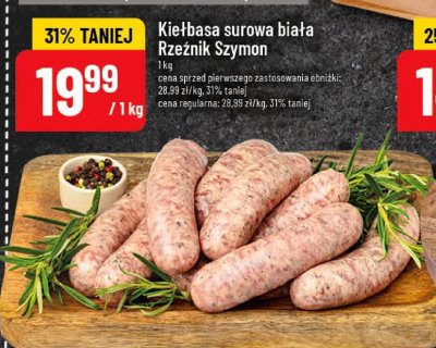 Kiełbasa surowa biała Rzeźnik Szymon promocja w POLOmarket