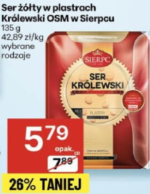 Ser żółty w plastrach Królewski OSM w Sierpcu promocja w Delikatesy Centrum