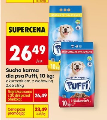 Sucha karma dla psa Puffi, 10 kg: z wołowiną promocja w Biedronka