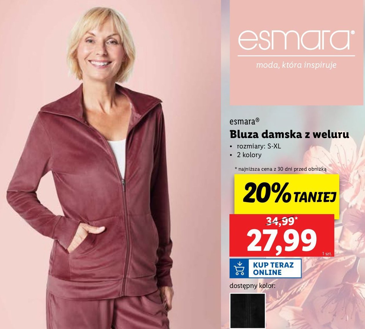 Bluza welurowa xs-l Esmara promocja