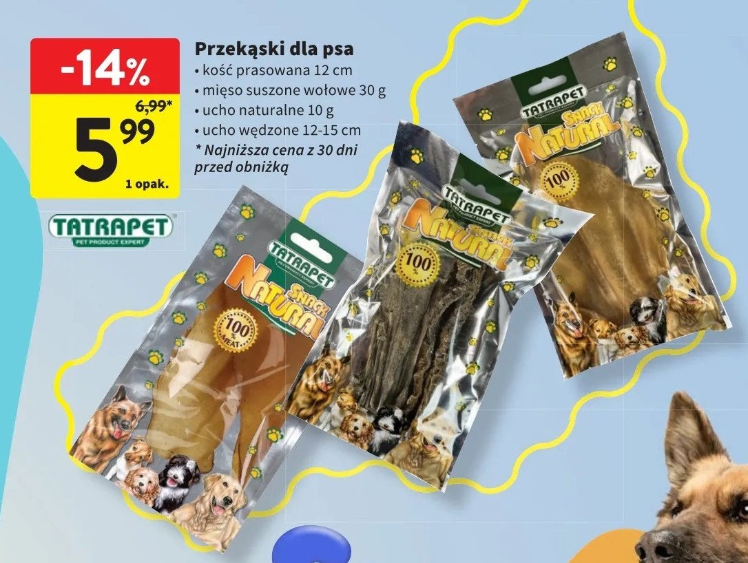 Ucho wieprzowe dla psa naturalne Tatrapet promocja