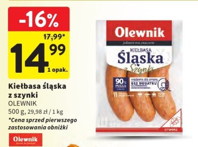 Kiełbasa śląska z szynki OLEWNIK promocja w Intermarche