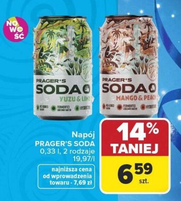 Napój PRÄGER'S SODA 0,33 l Yuzu & Lime promocja w Carrefour