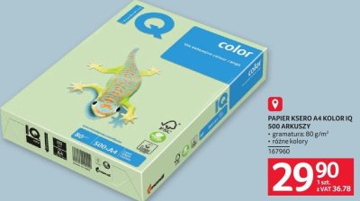 Papier ksero IQ Color A4 500 arkuszy gramatura 80 g/m² różne kolory promocja w Selgros