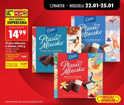 Ptasie Mleczko, różne rodzaje promocja w Biedronka