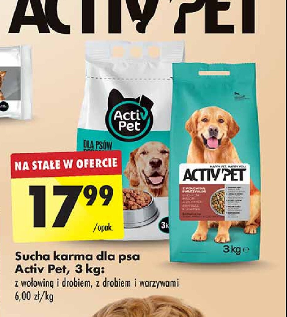 Karma dla psa z wołowiną i warzywami Activ pet promocja