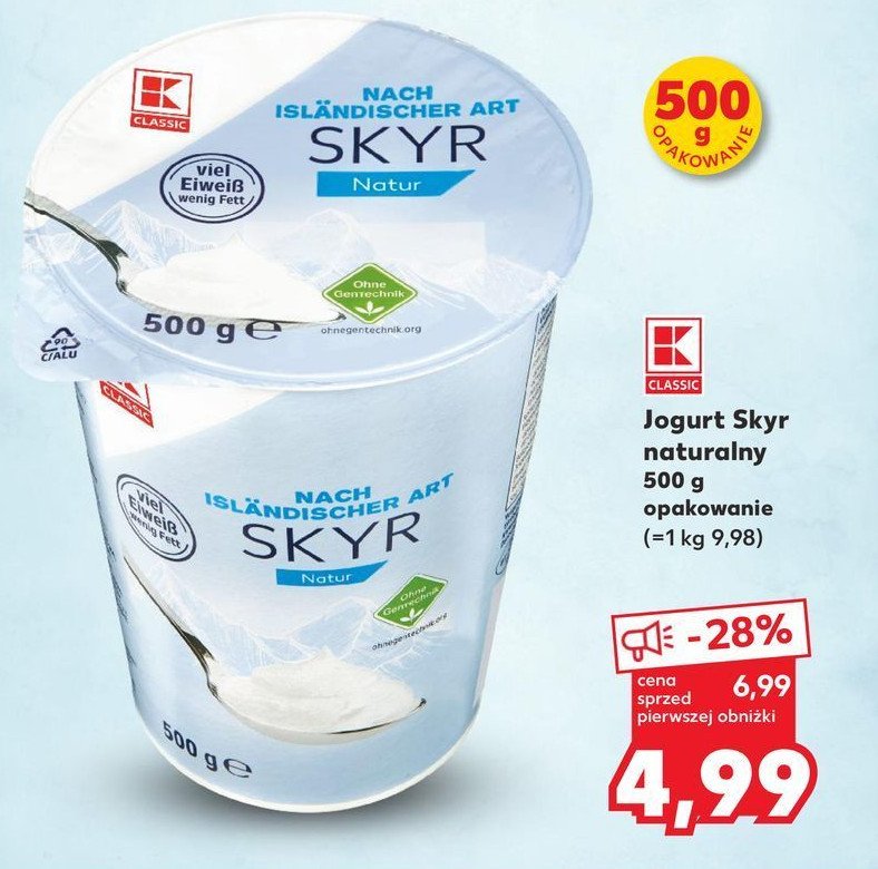 Jogurt skyr naturalny K-classic promocja