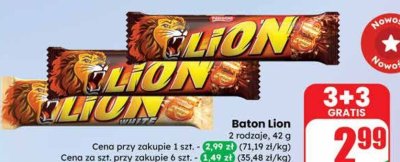 Baton, 2 rodzaje 3+3 GRATIS promocja w Dino