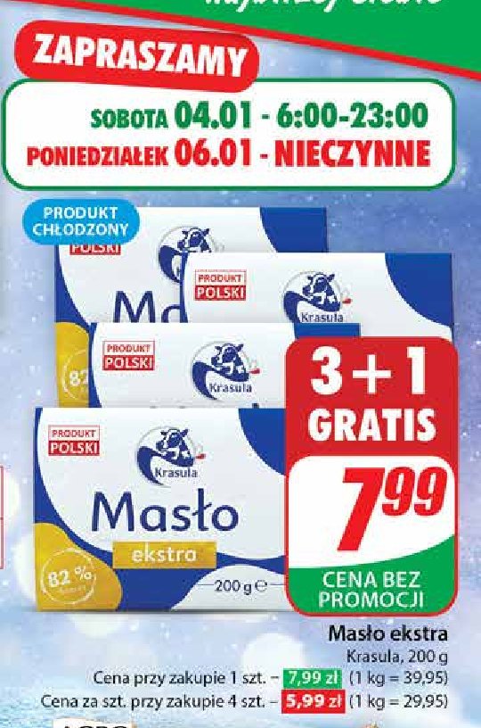 Masło ekstra Krasula promocja w Dino