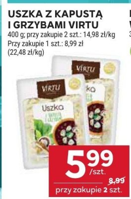 Uszka z kapustą i grzybami Virtu promocja w Stokrotka