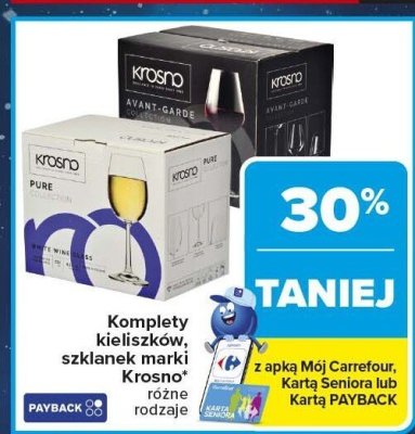 Komplety kieliszków, szklanek marki Krosno różne rodzaje -30% promocja w Carrefour
