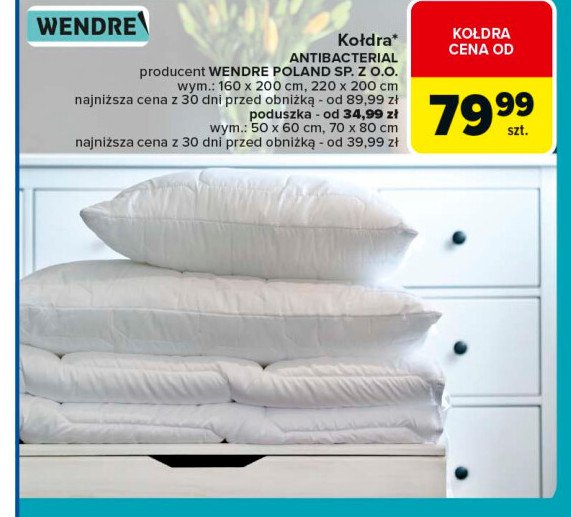 Kołdra antibacterial 160 x 200 cm Wendre promocja w Carrefour