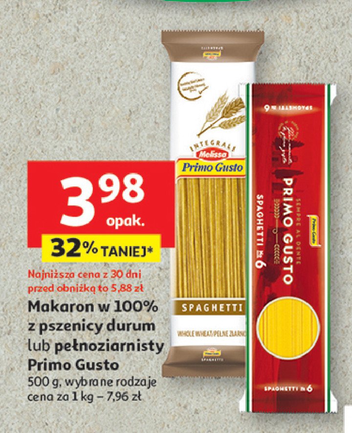 Makaron spaghetti nr 6 Melissa primo gusto promocja w Auchan