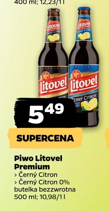 Piwo Litovel citron ciemny 0% promocja