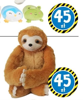 Pluszowa zabawka leniwiec promocja w Tedi
