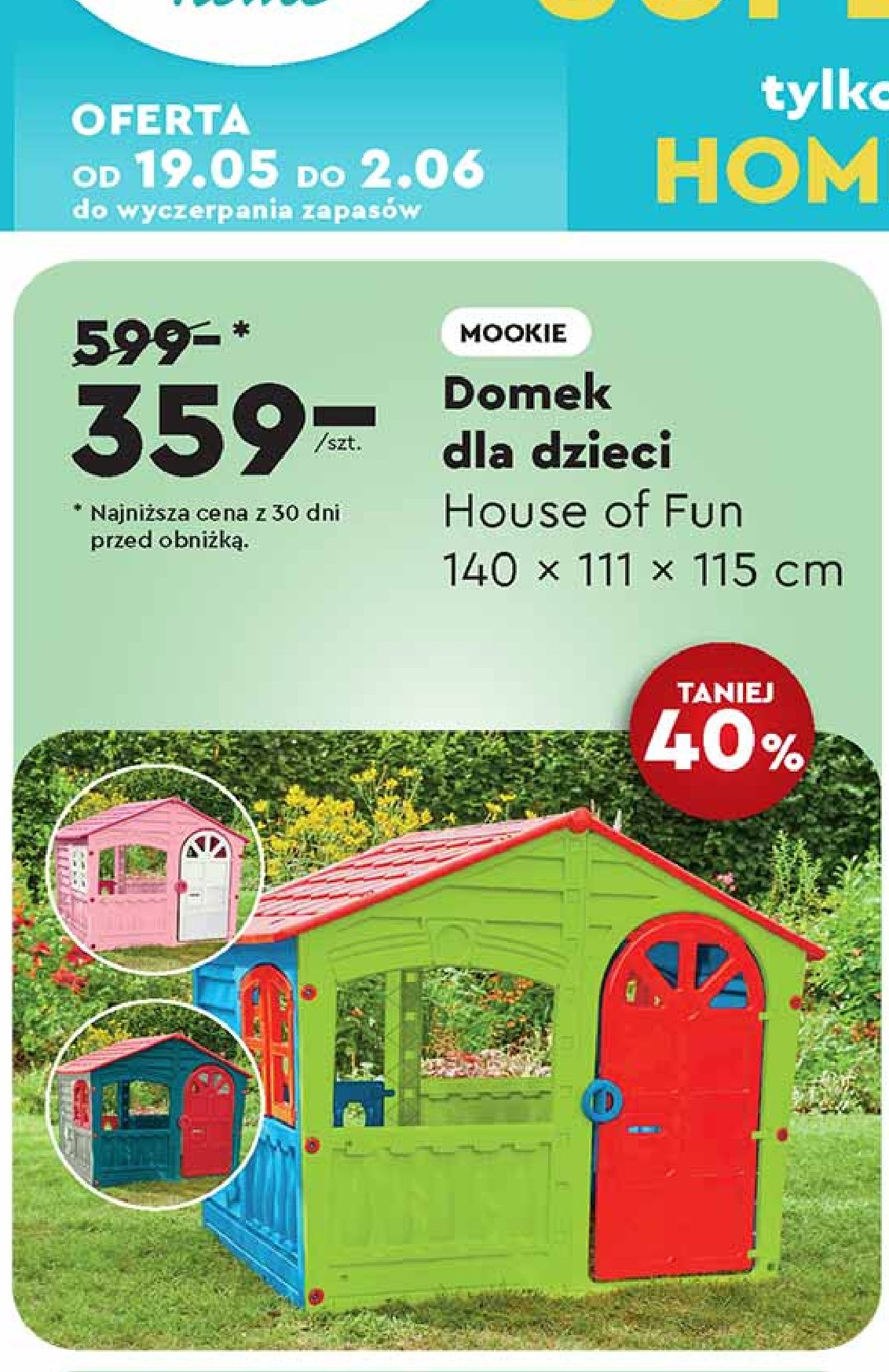 Domek dla dzieci house of fun 140 x 111 x 115 cm Mookie promocja