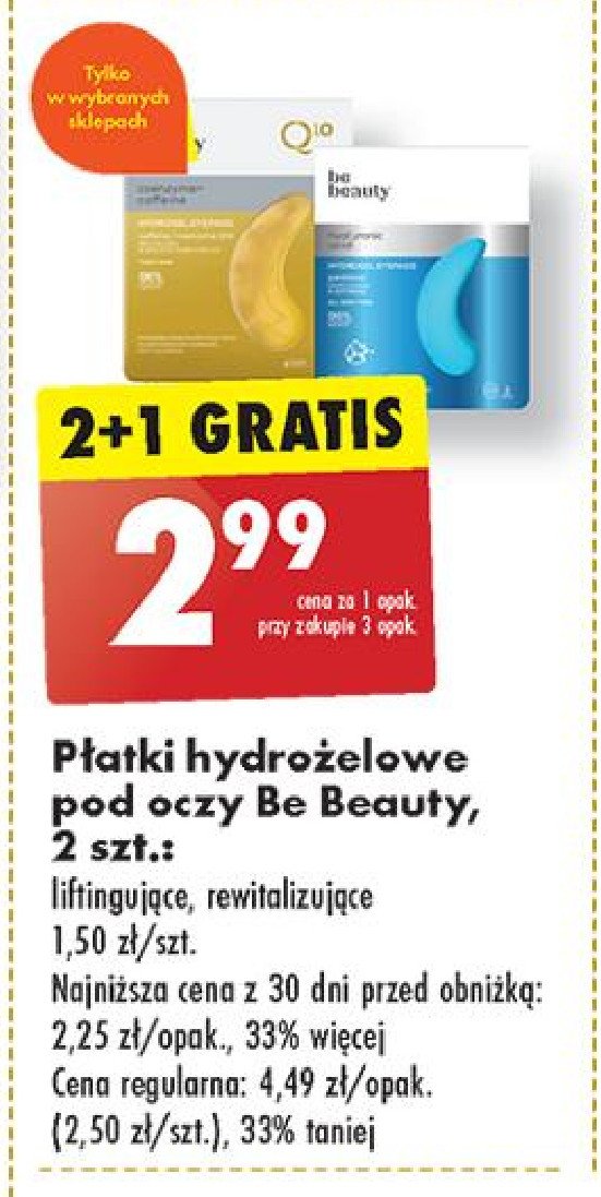 Hydrożelowe płatki pod oczy collagen Be beauty care promocja w Biedronka