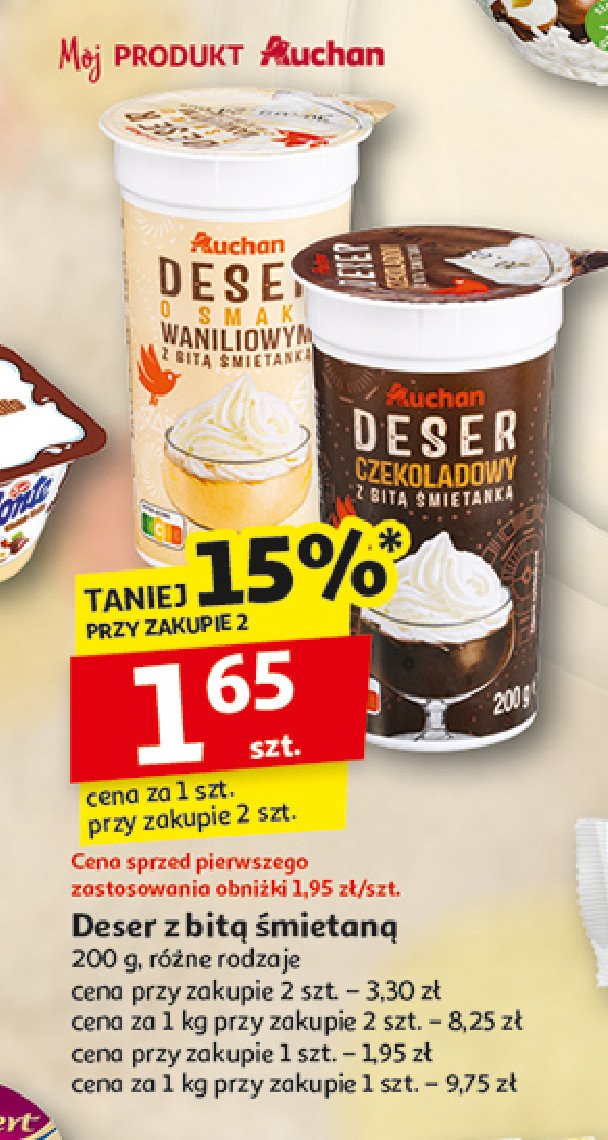 Deser czekoladowy z bitą śmietaną Auchan promocja