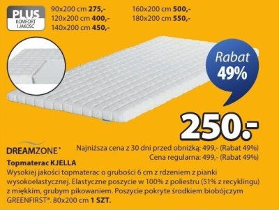 Topmaterac KJELLA 90x200 cm promocja w Jysk