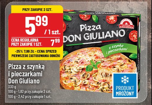 Pizza z szynką i pieczarkami Don giuliano promocja