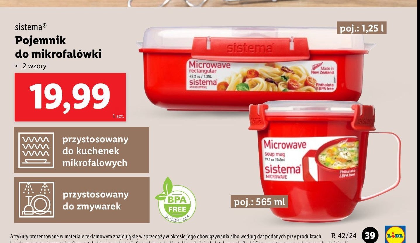 Pojemnik do kuchenki mikrofalowej 565 ml Sistema promocja