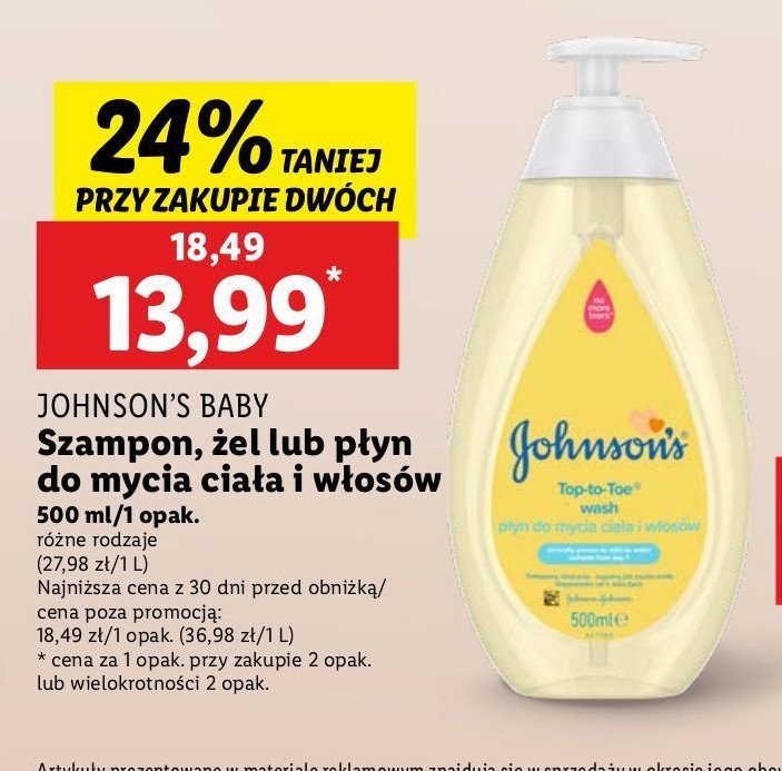 Szampon łagodny z pompką Johnson's promocja