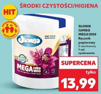 Ręcznik papierowy Mega1000, 2-warstwowy promocja w Kaufland