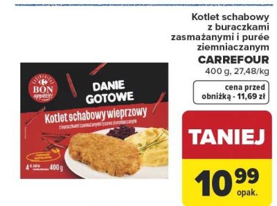 Kotlet schabowy z buraczkami zasmażanymi i puree ziemniaczanym CARREFOUR promocja w Carrefour
