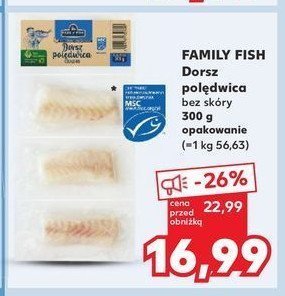 Dorsz poledwica bez skóry Family fish promocja w Kaufland