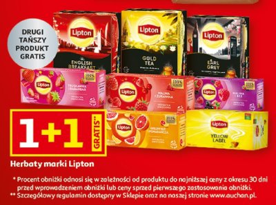 Herbaty wybrane rodzaje 1+1 GRATIS promocja w Auchan