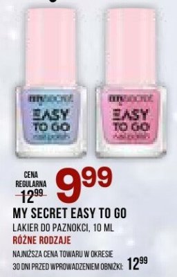 MY SECRET EASY TO GO LAKIER DO PAZNOKCI 10 ML RÓŻNE RODZAJE promocja w Drogerie Natura
