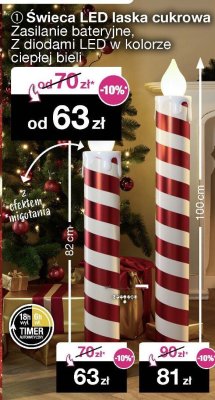 Świeca LED laska cukrowa, zasilanie bateryjne, z diodami LED w kolorze ciepłej bieli, 82 cm i 100 cm promocja w Woolworth