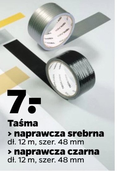 Taśma naprawcza srebrna 12 m Techliner promocja w Netto