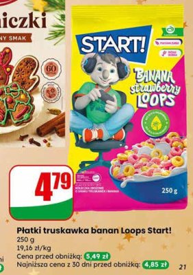 Płatki truskawka banan Loops Start! promocja w Dino