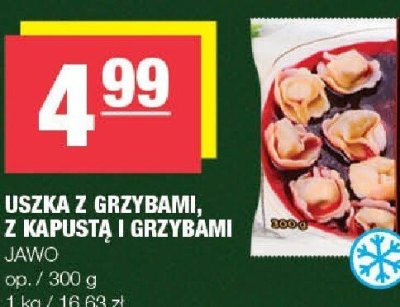 Uszka z grzybami, z kapustą i grzybami Jawo promocja w SPAR