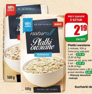 Płatki owsiane błyskawiczne, 500 g promocja w Dino