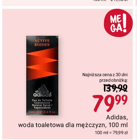 Woda toaletowa Adidas men active bodies Adidas cosmetics promocja