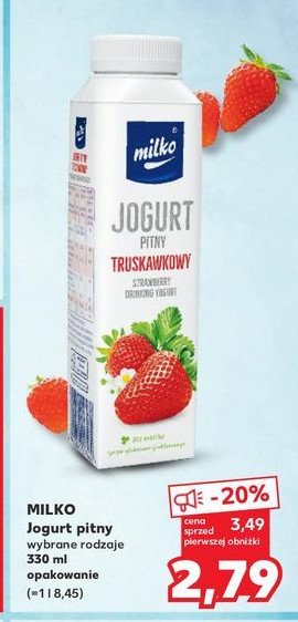 Jogurt pitny truskawka Milko promocja