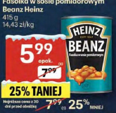 Fasola w sosie pomidorowym Beanz Heinz promocja w Delikatesy Centrum