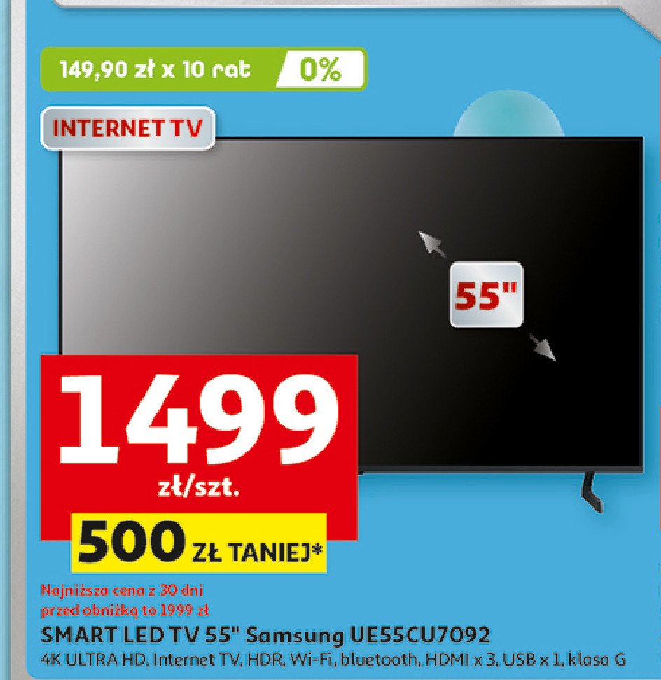 Telewizor ue55nu7092 Samsung promocja w Auchan