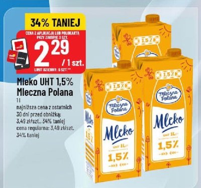 Mleko UHT 1,5% Mleczna Polana 1l promocja w POLOmarket