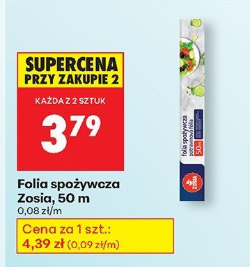 Folia spożywcza Zosia, 50 m promocja w Biedronka