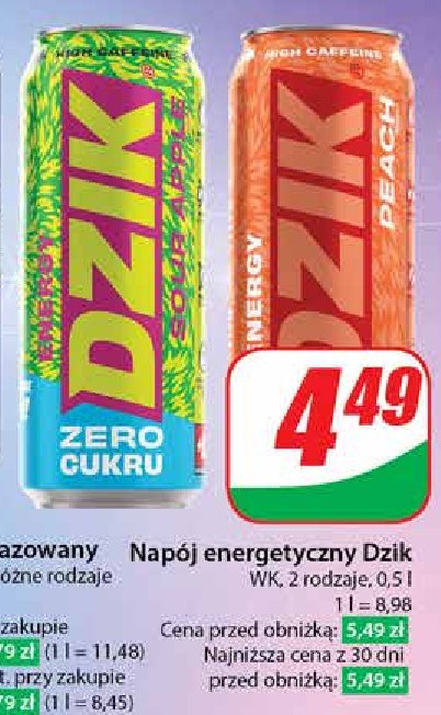 Napój energetyczny zero kalorii sour apple WK DZIK promocja